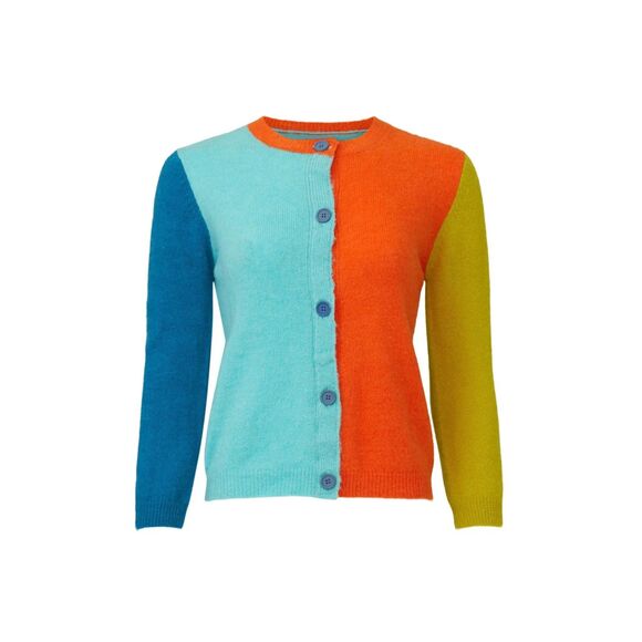Simon Miller Didi Colorblock Cardigan Sweater in Blue, Orange & Yellow Size L - Picture 6 of 14